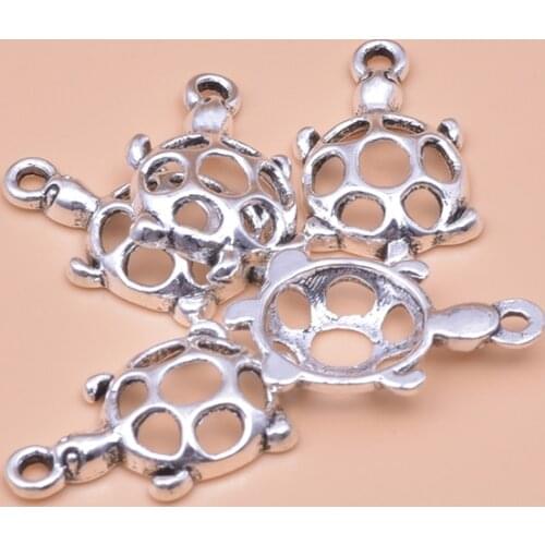 10pcs/lot 12*21mm Antique Silver Hollow turtle tortoise charms Pendant for DIY bracelet Necklace Jewelry Accessories 24201