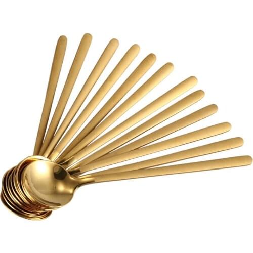 12pcs/Set Round Shape Coffee Spoon Stainless Steel Mini Teaspoons Sugar Dessert Spoon Ice Cream Soup Spoon Kitchen Accessories(g