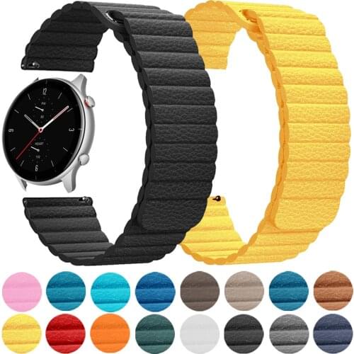 20mm 22mm Loop Leather Strap For Huami Amazfit GTR 2 47mm 42mm Magnetic Bracelet Band Stratos 3 GTS 2 Bip 2e 20mm 22mm Wristband