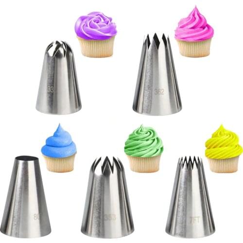 5pcs Large Cupcake Piping Nozzle Set Cake Decoration Cream Tips DIY Bakeware Pastry Nozzles