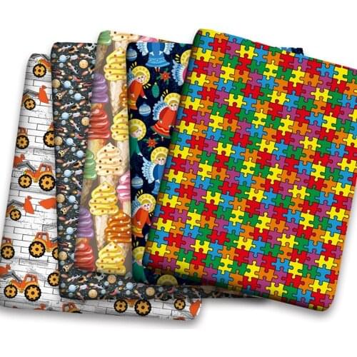 50*150cm New Mexico Style Cartoon Pattern Printed Leather Polyster Cotton Liverpool Bullet Fabric for DIY Handmade Half Yards