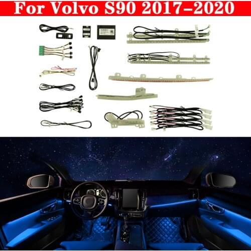 64 Colors Set For Volvo S90 2017-2020 Button App Control Decorative Ambient Light LED Atmosphere Lamp illuminated Strip