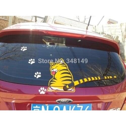 Aliauto Car Decoration Cat Moving Tail Window Wiper Sticker Rear Windshield Stickers/Decals For Chevrolet Ford Focus VW skoda