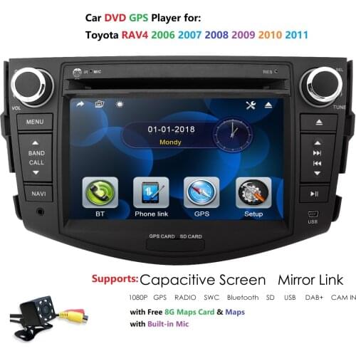7" Car DVD Player GPS Stereo Radio Bluetooth Navigation For TOYOTA RAV4 2006-2012 2din Car Multimedia Player automotivo audio Pc
