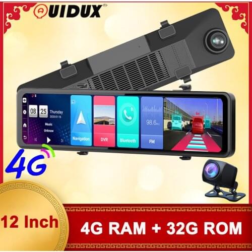 12'' Car Rearview Mirror Auto Video Recorder 4G Android 8.1 Rear View Mirror Car DVR Super Night Vision Dash Cam Videcam 4GB+32G