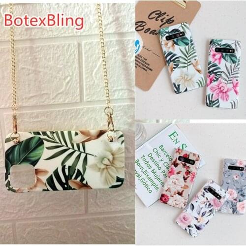 Retro Flower Banana Leaf Crossbody chain Samsung For Galaxy S21 S20FE S9 S8 S10 Note 10 Plus S10e S20 Ultra Cover Silicone Coque