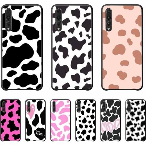Yinuoda Cow Print Phone Case Soft Black TPU Case For Huawei P20 P30 Pro P20 P30 lite P smart Z Y5 Y6 Y7 Y9