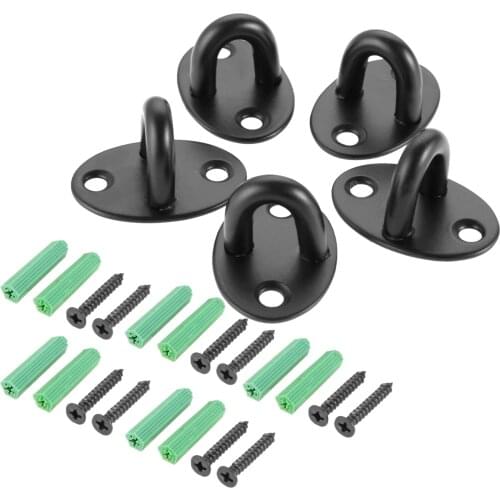 5Pcs Black Ceiling Mount Hook Base Ceiling Fans/Leisure Sofa/Sandbags/Hammocks/Rings Fixed Hanging Hook Stainless Steel