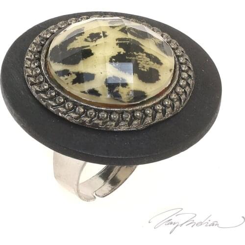 Wooden ring and Methacrylate CIRCAPRINT Brown Collection CROWN