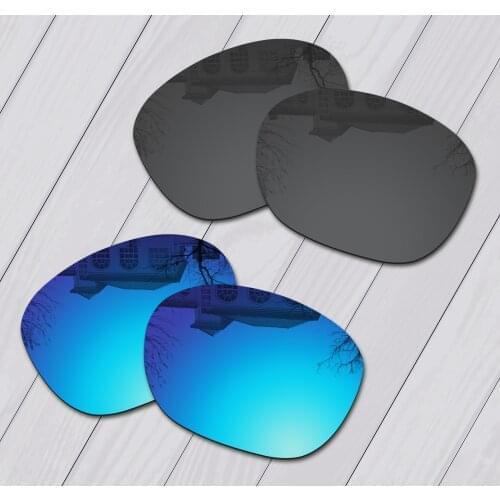 E.O.S 2 Pairs Black & Ice Blue Polarized Replacement Lenses for Oakley Latch OO9265 Sunglasses