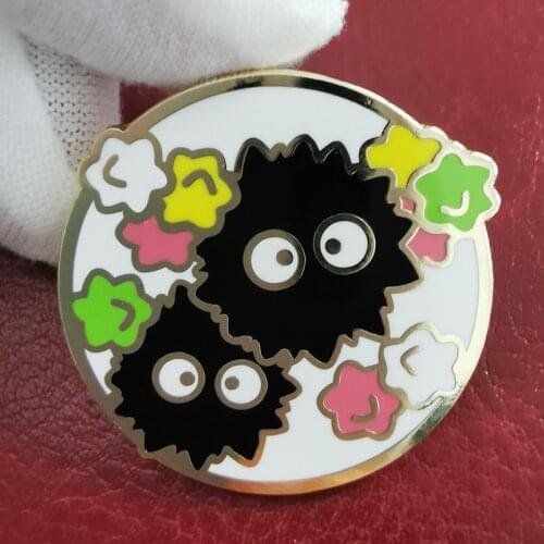 Anime Cartoon Soot Sprite Rainbow Stars Brooch Pins Enamel Metal Badges Lapel Pin Brooches Jackets Fashion Jewelry Accessories