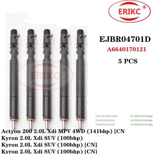 ERIKC 5 PCS EJBR04701D Auto Parts Fuel Injector EJBR 047 01D OEM A6640170222 FOR SSANG YONG KYRON D20DT CHINESE