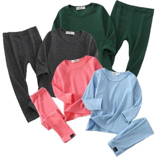 2pcs Set Childrens Pajamas 100% Cotton 2020 Autumn Winter Long Sleeve Boys Homewear Baby Girls clothes Kids Pajamas For Girl