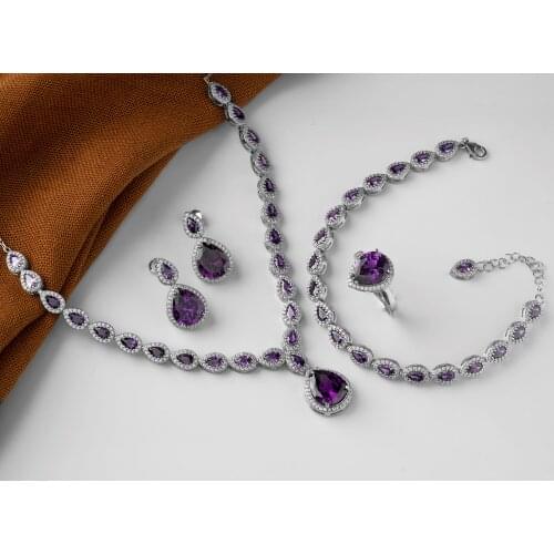 4 Bride Titanic Zirconia 925 silver eye model Full Jewelry Sets For Women Party, Luxury turkish Crystal Wedding Sets necklace