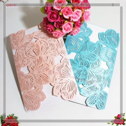 Laser Cut Wedding Invitations Card Elegant Custom With Ribbon Event Birthday Party Wedding Decoration 1/10/30pcs 5Z