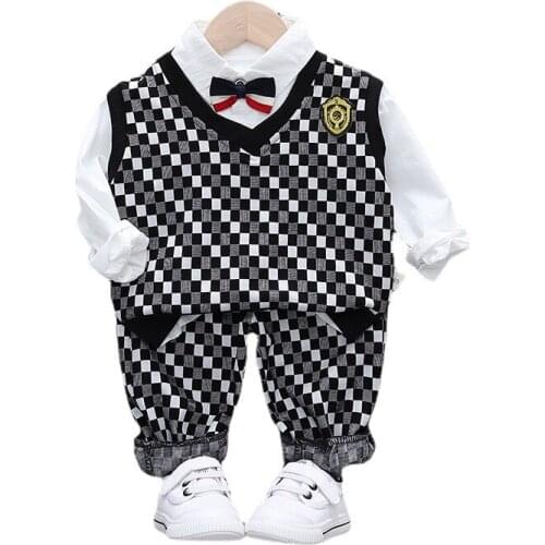 Fashion Spring Autumn Children Clothes Baby Boys Girls Vest Shirt Pants 3Pcs/sets New Infant Clothing Toddler Casual Sportswear