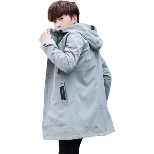 2021 Mens Clothing Spring Autumn Mens Mid-length Jacket Slim Hooded Fashion Casual Mens Top Jackets for Men Windbreaker YLJYFZ