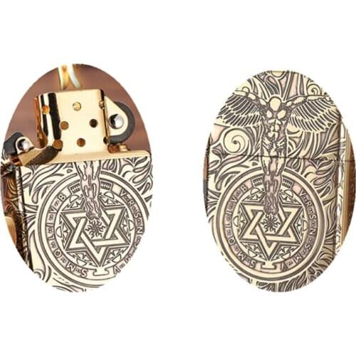 New CHIEF Kerosene gasoline petroleum oil Cigarette lighter High-end Personality carved Vintage brass igniter Men Smoking gadget