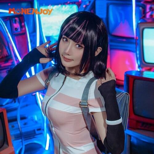 Monenjoy Akudama Drive Swindler Cosplay Wig Ippanjin Ordinary Person Black Highlights Pink Cos Hair