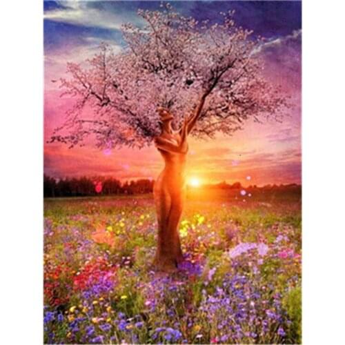 Landscape Tree DIY Cross Stitch 11CT Embroidery Kits Craft Needlework Set Cotton Thread Printed Canvas Home Wholesale