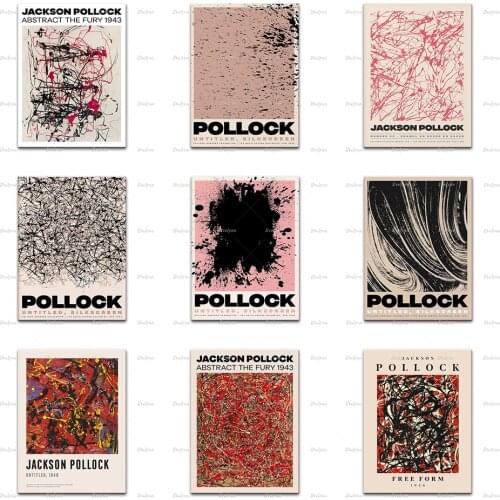 Jackson Pollock Exhibition Poster,Modern Abstract Living Minimalism Room Decoration Wall Art Prints Home Decor Canvas UniqueGift