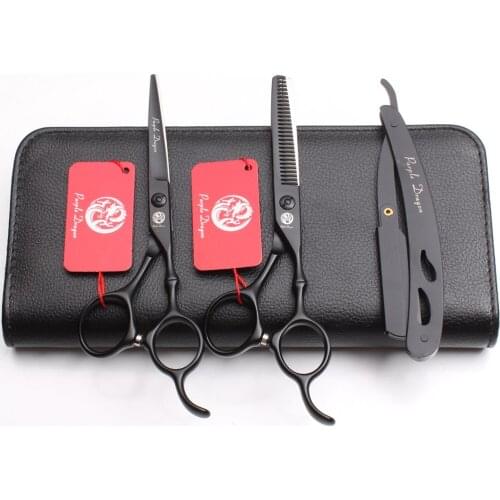 3Pcs/Set Z9030 5.5'' Japan Steel 440C Professional Hairdressing Human Hair Scissors Razor + Cutting Shears + Thinning Scissors