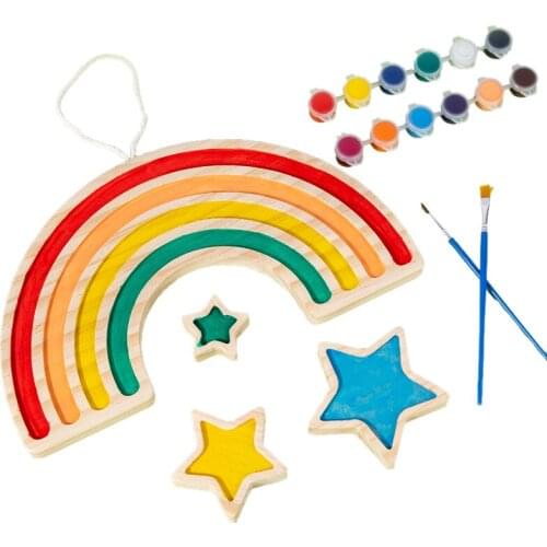 Rainbow DIY Painting Toys Art Blocks Coloring Board Drawing Game Montessori Educational Creative Wooden Toys For Children Crafts