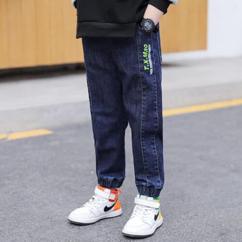 Letter Baby Spring Autumn Jeans Pants For Boys Children Kids Trousers Clothing Teenagers Gift Home Outdoor High Quality