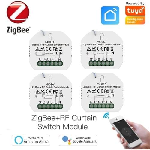 Tuya ZigBee 3.0+RF433 Smart Curtain Switch Module 2MQTT Motorized Roller Shutter Blinds Motor Work With Alexa Google Home