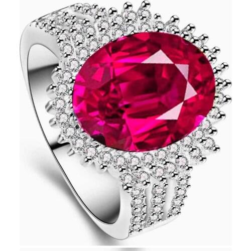 YaYI Fashion Womens Jewelry Ring Red Zircon CZ Silver Color Engagement Rings wedding Rings Party Rings gift