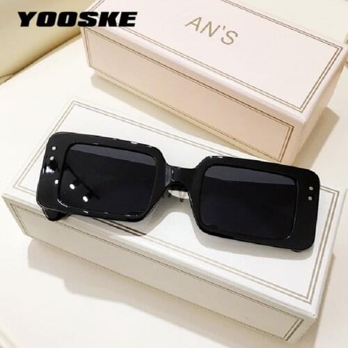 YOOSKE Vintage Square Sunglasses for Women Men Retro Brand Designer Rectangle Sun Glasses UV400 Mirror Eyepieces 2021