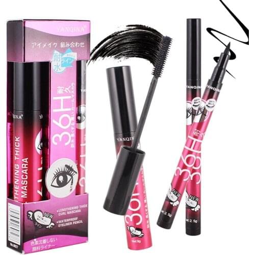 New Brand Liquid Pencil+Waterproof Mascara Set Cosmetics Eye Liner Thick Curling Mascara Eyebrow Pencil Makeup