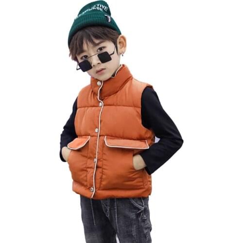 Kids Vest for Girls Stand Collar Solid Sleeveless Jacket Boys Vests Winter Waistcoat Kids Gilet Fille Coats Baby Vest