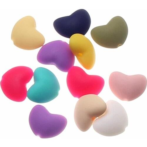 10pcs Silicone Heart-shaped Beads for Baby Pacifier Clip Spaced beads Jewelry Accessories