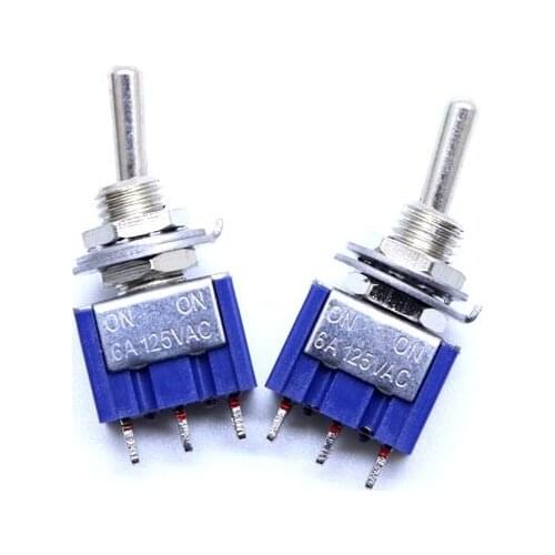 2PCS/lot Toggle Switch 3 Pin ON-ON Miniature Power Switch 6A 125VAC MTS 102