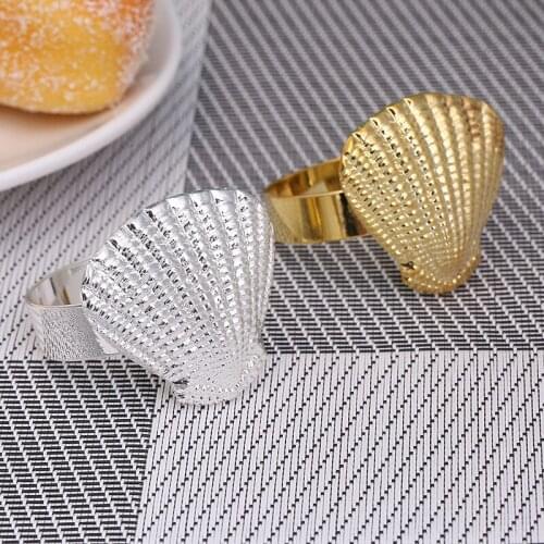 4 / PCS creative golden shell napkin buckle creative Hotel Western table napkin buckle manufacturers wholesale