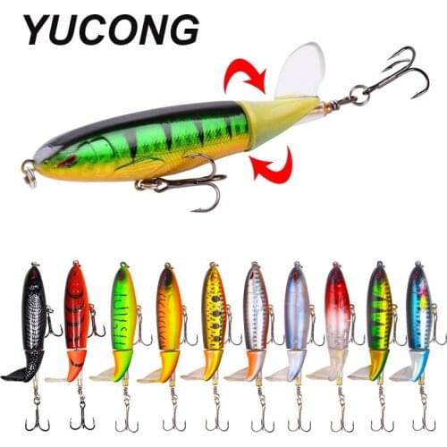 YUCONG 5/10PCS Whopper Plopper Fishing Lures 13g-35g Popper Fishing Lures Hard Wobblers Baits With Rotating Soft Tail Pesca Isca