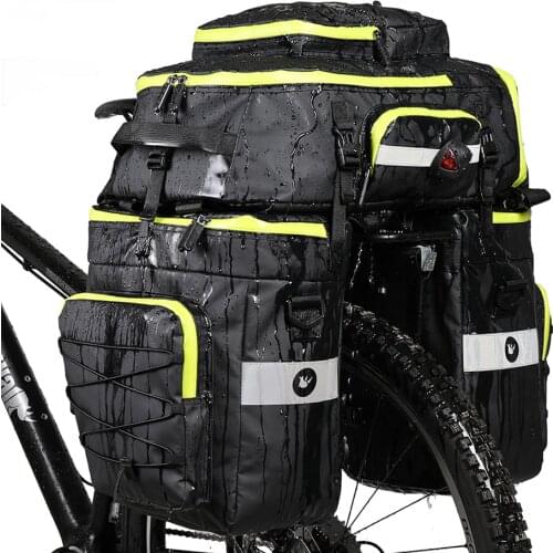 70L Bicycle Bike 3 in 1 Trunk Bags Rainproof Mountain Road Cycling Double Side Rear Rack Tail Seat Pannier Pack Luggage Carrier