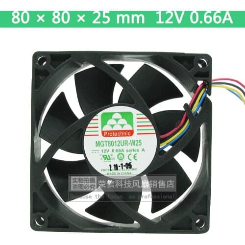 8025 80MM 80*80*25MM Comptuter CPU Cooling fan Protechnic MGT8012UR-W25 like cooler master FA08025M12LPA 12V 0.66A with 4pin