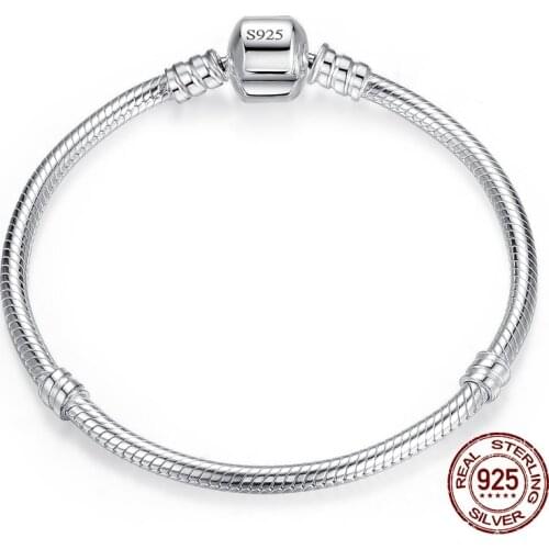90% OFF Fine Jewelry 925 Sterling Silver Charm Bracelet Bangle Soft Smooth Snake Bone Bracelets for Women men DIY Jewelry Gift