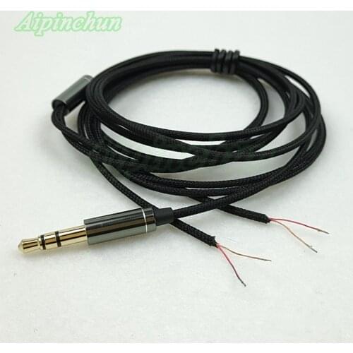Aipinchun 3.5mm 3-Pole Jack DIY Earphone Cable Headphone Repair Replacement Wire Cord Black Color A42
