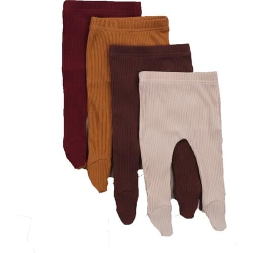 Anti Slip Knitted Pantyhouse Newborn Babys Solid Long Pants, 0-12 Months Girl Boy Autumn Winter Footies Tight Leggings