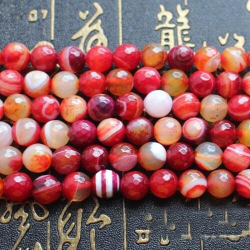 8mm Multi-color Faceted Stripe Agates Round Beads 14.5",For DIY Jewelry Making ! We provide mixed wholesale for all items