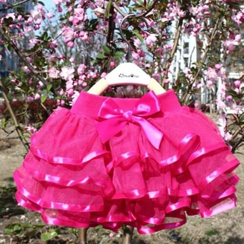 Kids Baby Tutu Skirt For Girl Cake Skirts Elastic Waist 4 Layers Toddler Pettiskirt Children Casual Wear Children Girl Clothes
