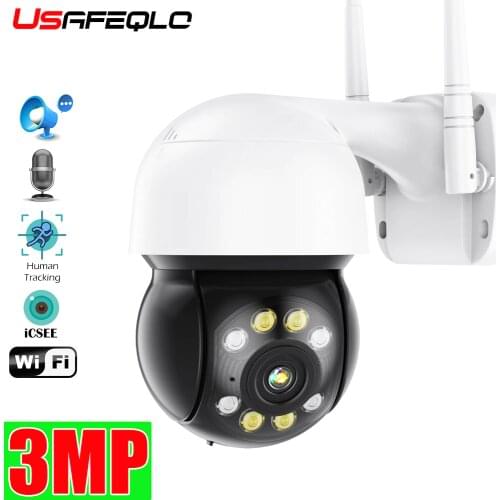 3MP PTZ Wifi Camera IP Outdoor Ai Human Detect Audio 3MP FHD IP Camera Color Night Vision 3MP Wifi Security CCTV Camera ONVIF