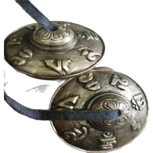 China Folk Tibetan Buddhism Old Beautifully Copper Cymbal Shaman Exorcism