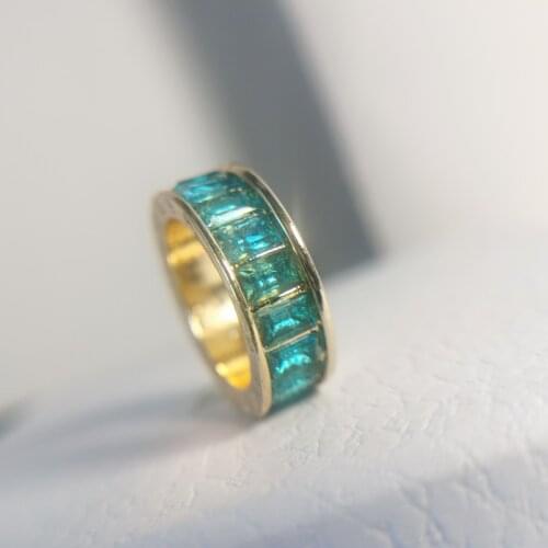 New Style Inlaid Light Blue Zircon Rose Gold Ring Fashionable Womens Ring