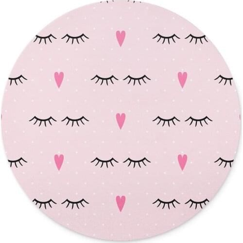 Pink Hearts and Closed Eyes Mouse pad-Non-Slip Rubber Round Mousepad-Applies to Games,Home, School,Office Mouse pad