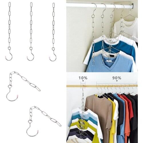 Magic Clothes Hangers Hanging Chain Metal Cloth Closet Hanger Shirts Tidy Save Space Organizer Hangers For Clothes