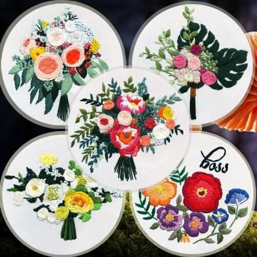 Embroidery Kits DIY Embroidery Set Flower Needlework Embroidery Cross Stitch kits for Beginner DIY Art Sewing Crafts